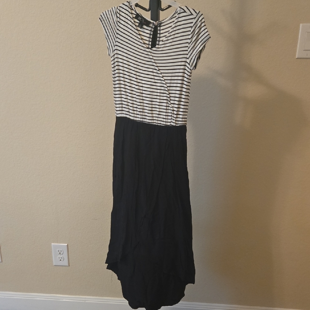 BCX Kids Casual Striped Dress - Black and White